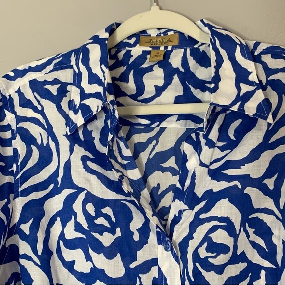 Peck &‎ Peck Weekend blue and white floral button down 3/4 sleeve. Size 16 - Picture 4 of 8